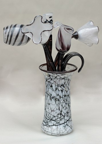 DB-772 VASE - BLACK & WHITE 9x4x4 $165 at Hunter Wolff Gallery